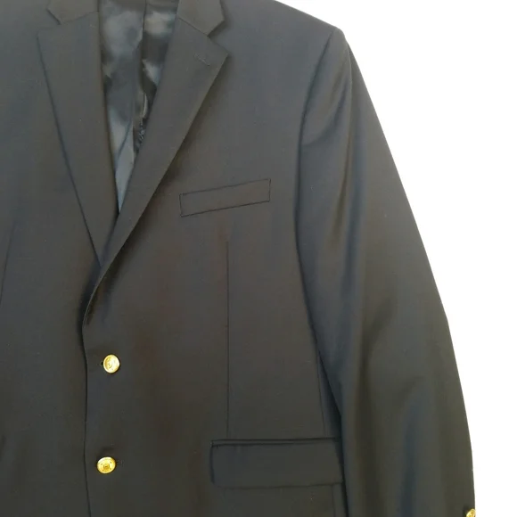 Ralph Lauren Wool Sport Coat Blazer 44R Navy Embossed Gold Buttons Like … - Picture 4 of 16